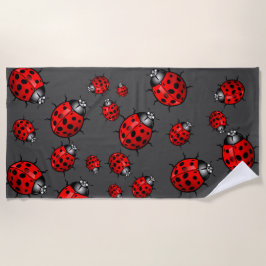 Toalla de playa Red Black Ladybugs