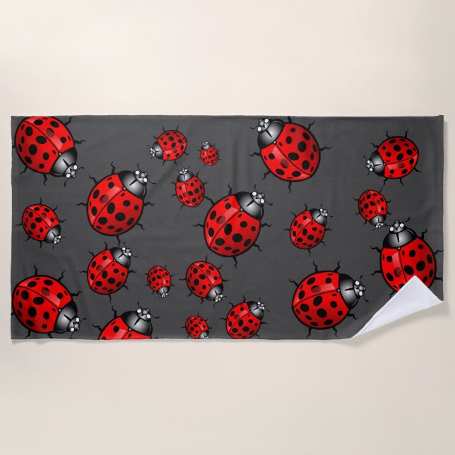 Toalla de playa Red Black Ladybugs (Anverso)