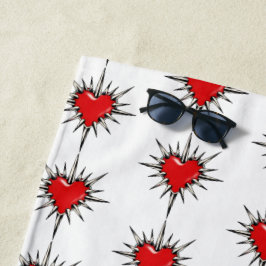 Toalla De Playa Red Chrome Spiked Heart Sigil Beach Towel
