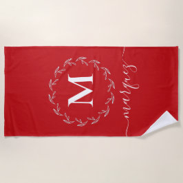 Toalla De Playa Red de navidades | Monograma de guirnaldas botánic