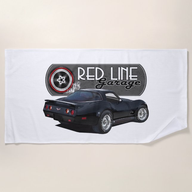 Toalla De Playa Red Garage Black Vette (Anverso)