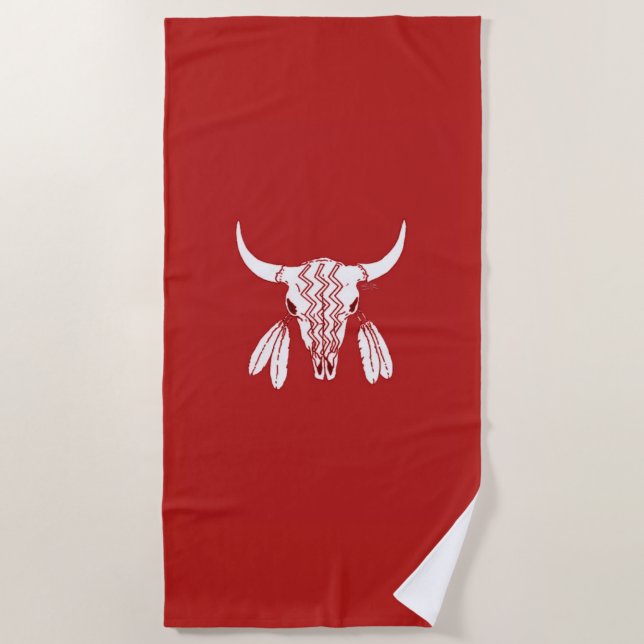Toalla de playa Red Ghost Dance Buffalo (Anverso)
