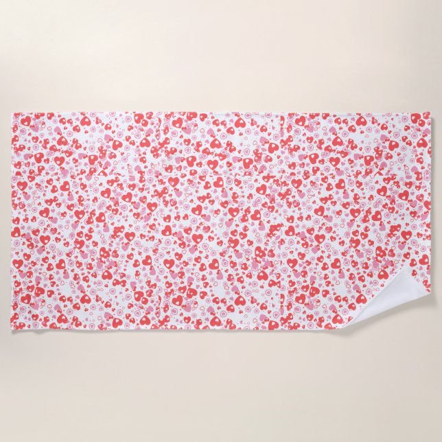 Toalla De Playa Red Love Hearts – Valentine Collection (Anverso)
