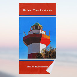 Toalla De Playa Red Trimmed Hilton Head Harbour Town Lighthouse