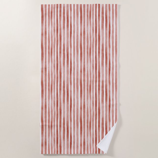 Toalla De Playa Red White Stripes Christmas (Anverso)