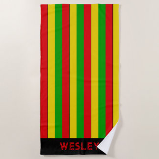 Toalla De Playa Red Yellow and Green Rasta Striped