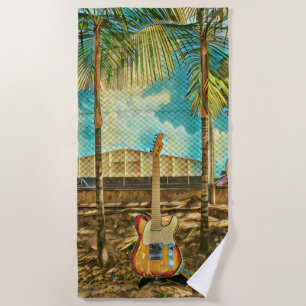 Toalla De Playa regalo de amor de guitarra retro