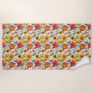 Toalla De Playa Regalo de cumpleaños | Arreglo floral colorido
