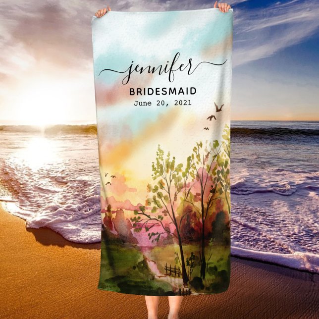 Toalla De Playa Regalo de Dama de Honor - Nombre Personalizado  (Bridesmaid Gift - Maid of Honor Personalized Name Beach Towel)