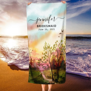 Toalla De Playa Regalo de dama de honor - Nombre personalizado de 