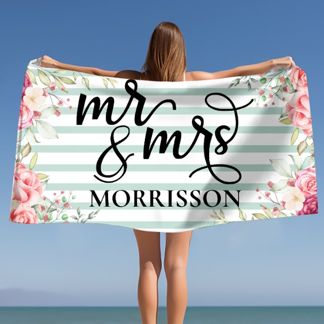 Toalla De Playa Regalo de luna de miel de compromiso para recién c (Newlywed Engagement Honeymoon Gift for Couple Beach Towel)