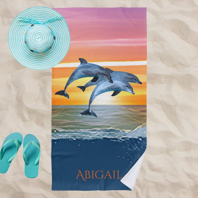 Toalla De Playa Regalo de playa para delfines oceánicos personaliz (Subido por el creador)