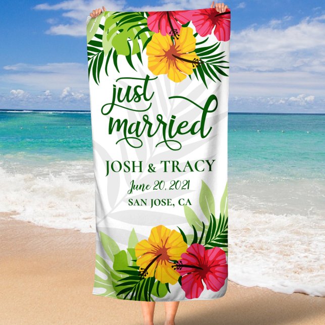 Toalla De Playa Regalo para Despedida de Soltera, Recién Casados,  (Bridal Shower Gift, Just Married, Mr and Mrs Beach Towel)