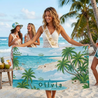 Toalla De Playa Regalo personalizado para damas de honor Océano Tr