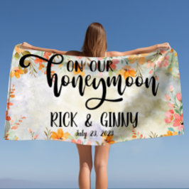 Toalla De Playa Regalos de bodas de miel florales acuarela persona