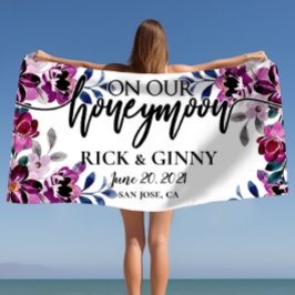 Toalla De Playa Regalos de luna de miel boda - Floral personalizad