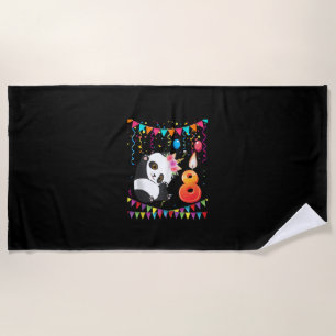 Toalla De Playa Regalos de panda de cumpleaños número 8 para niñas