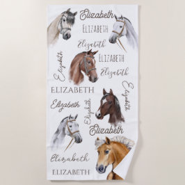 Toalla De Playa Regalos ecuestres para chicas nombre personalizado
