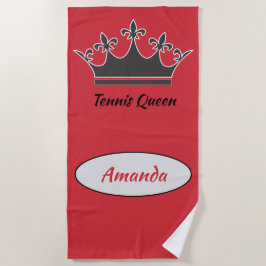 Toalla De Playa Reina de tenis texto personalizado moderno con cor