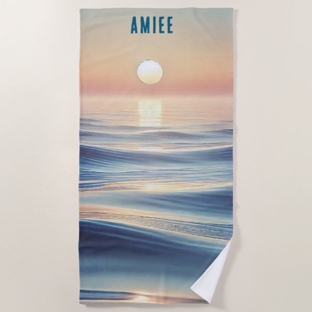 Toalla De Playa Relajando el océano y el amanecer (Anverso)