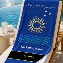 Toalla De Playa Relajarse y rejuvenecer | Sol y olas | Personaliza