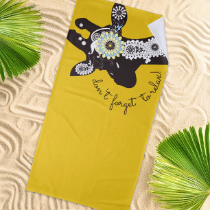 Toalla De Playa Relájate - Jirafa Divertida Funky Amarilla