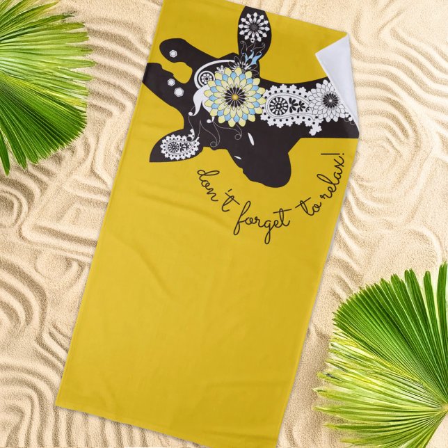 Toalla De Playa Relájate - Jirafa Divertida Funky Amarilla (Subido por el creador)