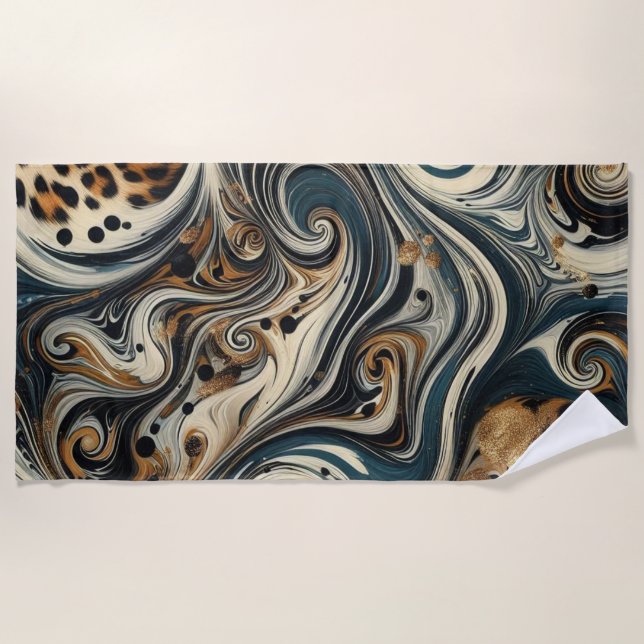 Toalla De Playa Remolino de estampado de leopardo abstracto (Anverso)