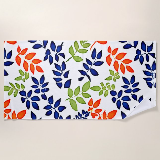 Toalla De Playa Repetición cromática de hojas (Anverso)