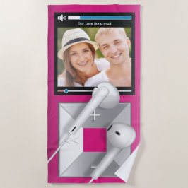 Toalla De Playa Reproductor de MP3 con foto y canción personalizad