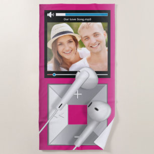 Toalla De Playa Reproductor de MP3 con foto y canción personalizad