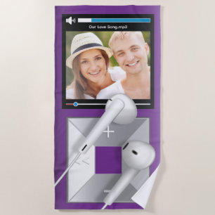 Toalla De Playa Reproductor de MP3 con foto y canción personalizad