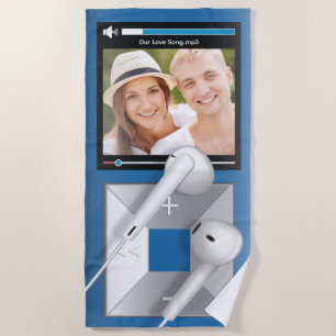 Toalla De Playa Reproductor de MP3 con foto y canción personalizad