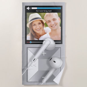 Toalla De Playa Reproductor de MP3 con foto y canción personalizad