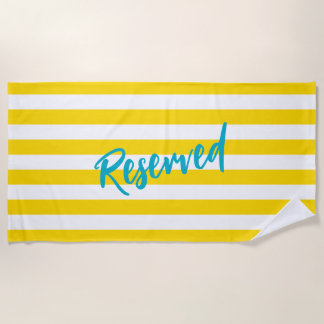 Toalla De Playa Reserved Yellow White Cabana Stripe Pool Party