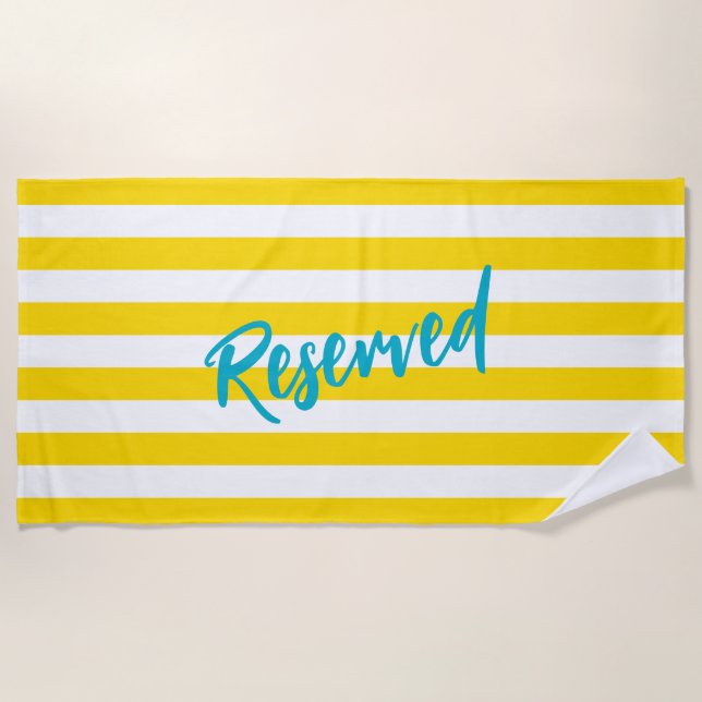 Toalla De Playa Reserved Yellow White Cabana Stripe Pool Party (Anverso)