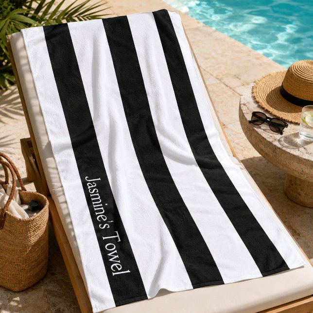 Toalla De Playa Resort Chic Monocromo Negro y Blanco (Subido por el creador)