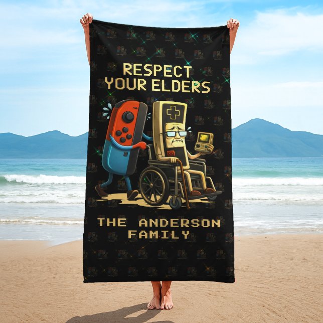 Toalla De Playa Respect Your Elders Gaming Control Retro Funny (Subido por el creador)