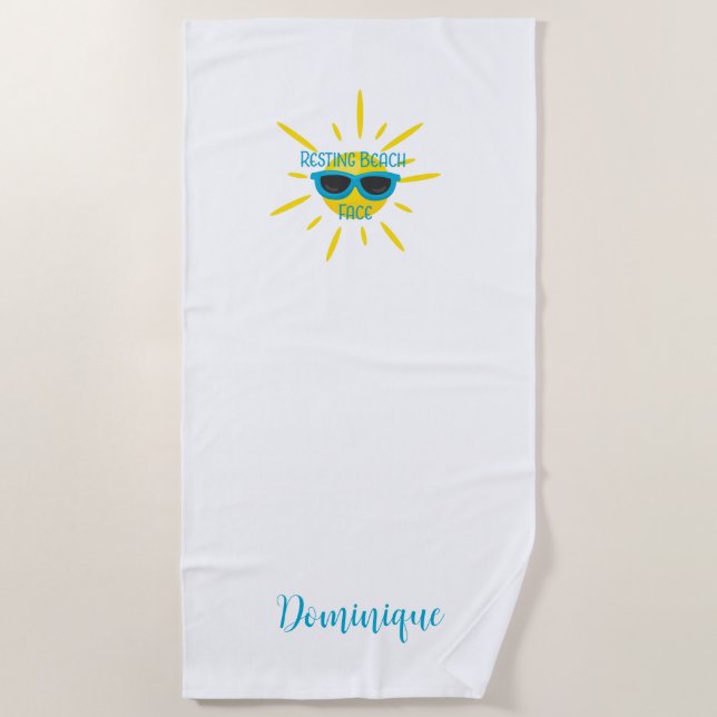 Toalla De Playa Resting Beach Face Gafas de sol personalizadas (Anverso)
