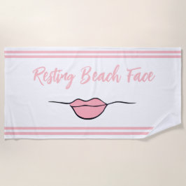 Toalla De Playa Resting Beach Face Lips White and Pink Beach Toall