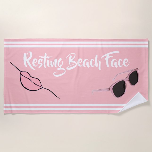 Toalla De Playa Resting Beach Face Pink Beach Towel (Anverso)