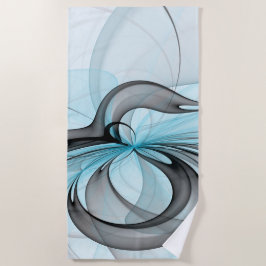 Toalla De Playa Resumen Antracita Gris Azul azul arte fractal mode