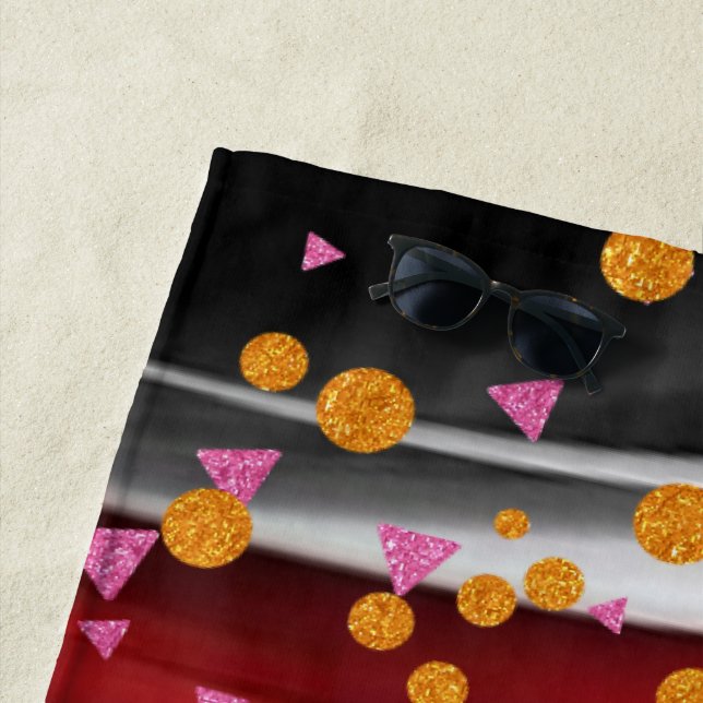 Toalla de playa Resumen Blanco negro rojo (In situ)