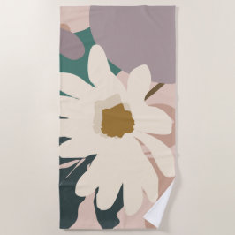 Toalla De Playa Resumen Daisy Floral Foliage Moderno