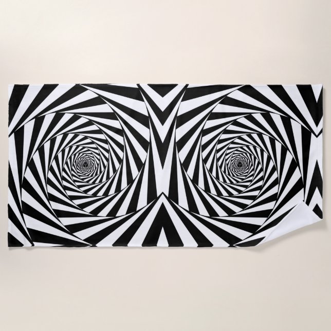 Toalla De Playa Resumen de arte en espirales blanco y negro (Anverso)