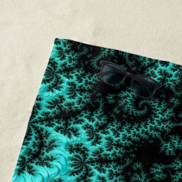 Toalla De Playa Resumen de arte fractal verde negro