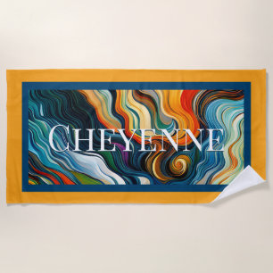 Toalla De Playa Resumen de arte moderno Color Swirls Jewel Tone