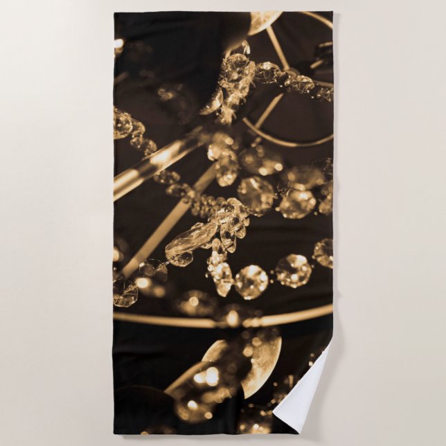 Toalla De Playa Resumen de Sepia Crystal Chandelier (Anverso)