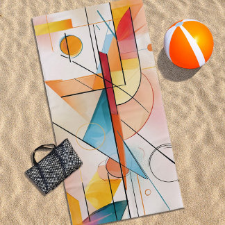 Toalla De Playa Resumen del diseño artístico en rojos y Naranjas