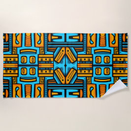 Toalla De Playa Resumen figurativo Naranja azul negrita